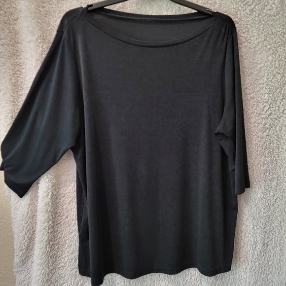 Black Semi-Translucent Boat Neck Shirt - 2x - Picture 1 of 3